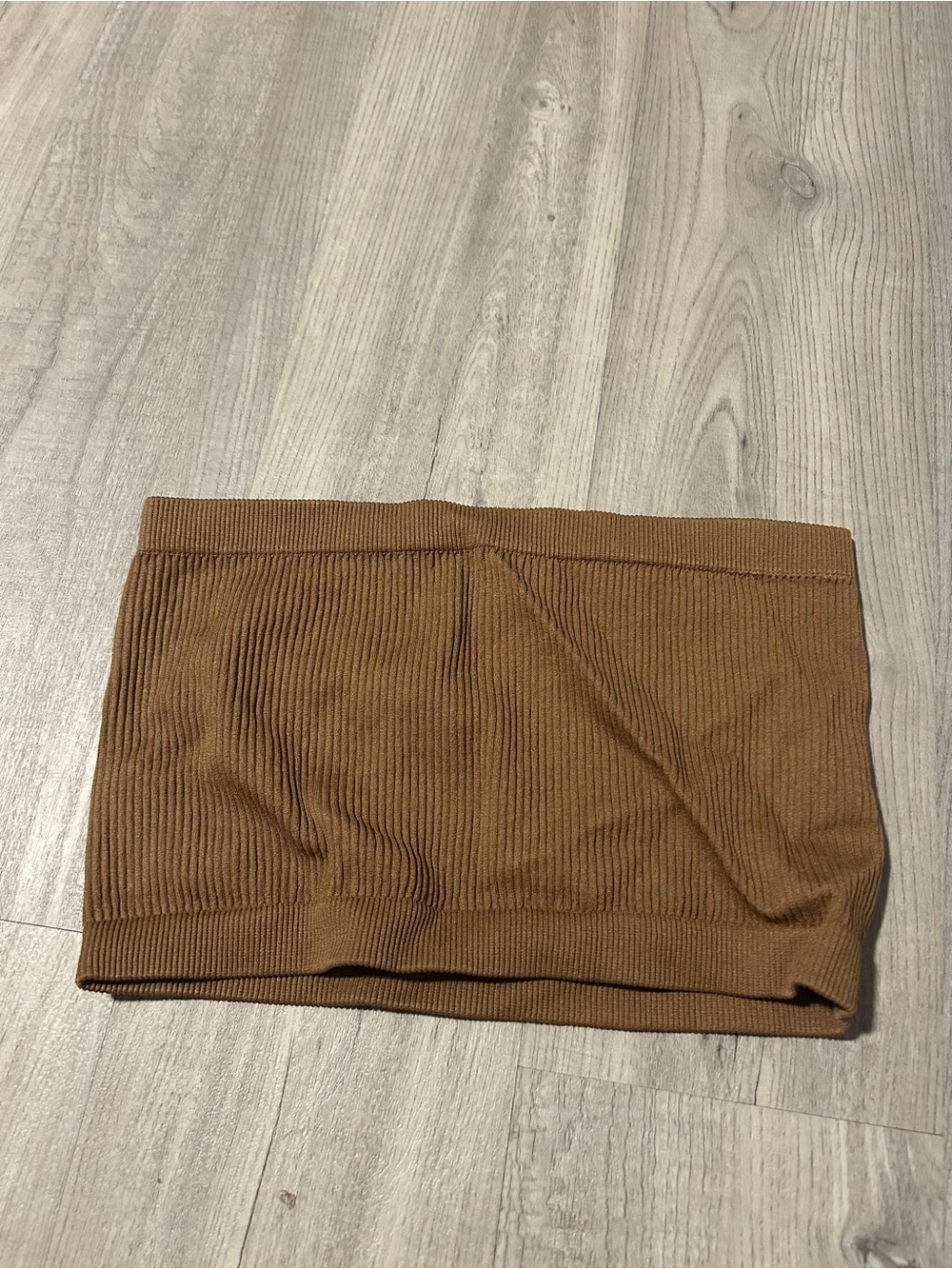 Ribbed Knit Tube Top in Camel